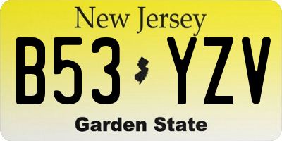 NJ license plate B53YZV