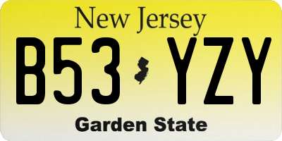 NJ license plate B53YZY
