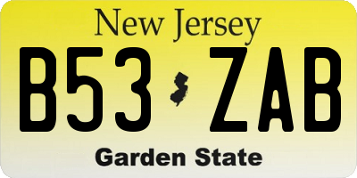NJ license plate B53ZAB