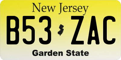 NJ license plate B53ZAC