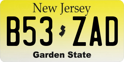 NJ license plate B53ZAD