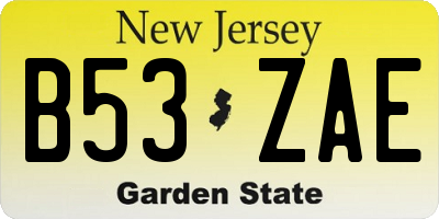 NJ license plate B53ZAE