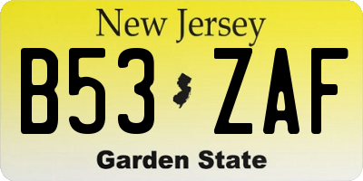 NJ license plate B53ZAF