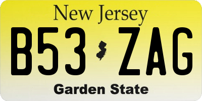 NJ license plate B53ZAG