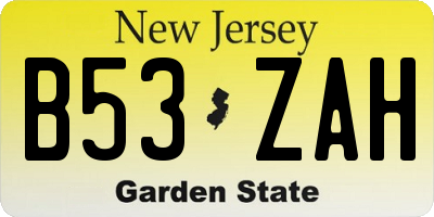 NJ license plate B53ZAH