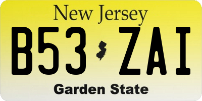 NJ license plate B53ZAI