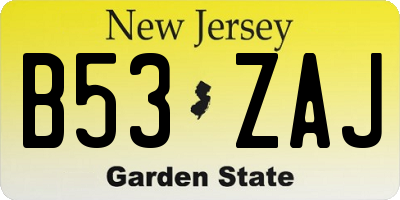 NJ license plate B53ZAJ