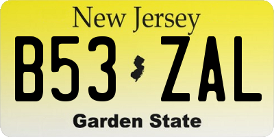 NJ license plate B53ZAL