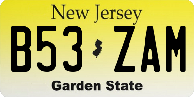 NJ license plate B53ZAM