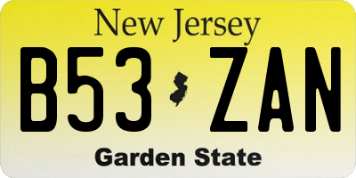 NJ license plate B53ZAN