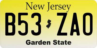 NJ license plate B53ZAO