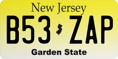 NJ license plate B53ZAP