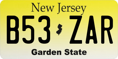 NJ license plate B53ZAR
