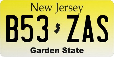 NJ license plate B53ZAS