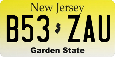 NJ license plate B53ZAU
