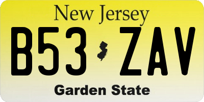 NJ license plate B53ZAV