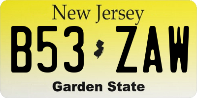 NJ license plate B53ZAW