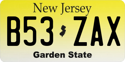 NJ license plate B53ZAX