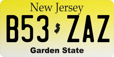 NJ license plate B53ZAZ
