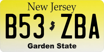 NJ license plate B53ZBA