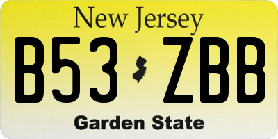 NJ license plate B53ZBB