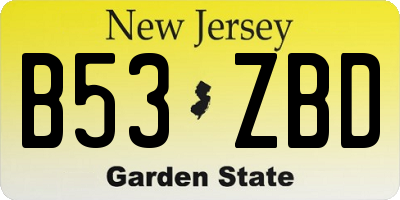 NJ license plate B53ZBD