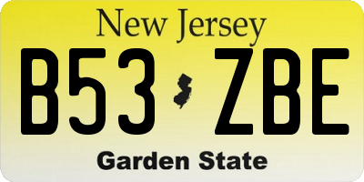 NJ license plate B53ZBE