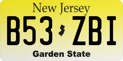 NJ license plate B53ZBI