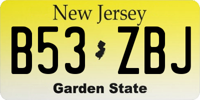 NJ license plate B53ZBJ