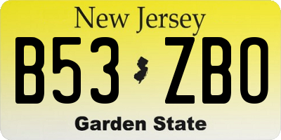 NJ license plate B53ZBO
