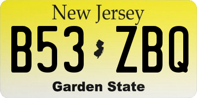 NJ license plate B53ZBQ