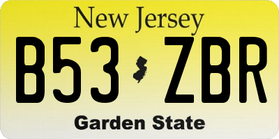 NJ license plate B53ZBR