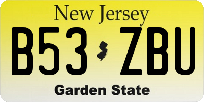 NJ license plate B53ZBU