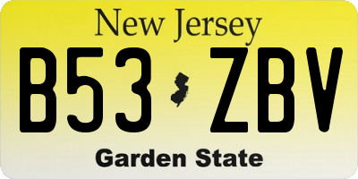 NJ license plate B53ZBV