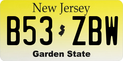 NJ license plate B53ZBW
