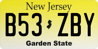 NJ license plate B53ZBY