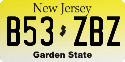 NJ license plate B53ZBZ