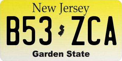 NJ license plate B53ZCA