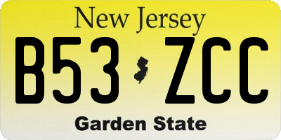 NJ license plate B53ZCC