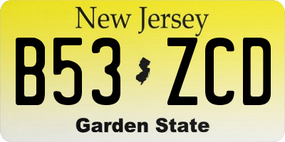 NJ license plate B53ZCD