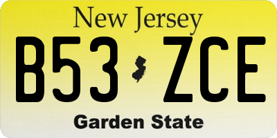 NJ license plate B53ZCE