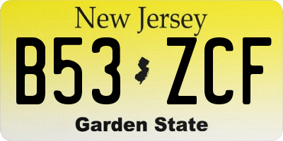 NJ license plate B53ZCF