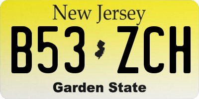 NJ license plate B53ZCH