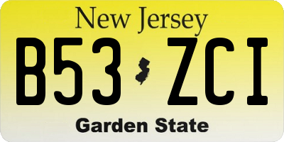 NJ license plate B53ZCI