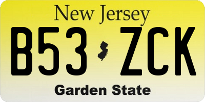 NJ license plate B53ZCK