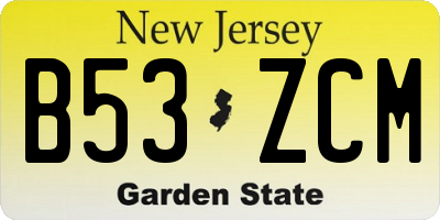 NJ license plate B53ZCM