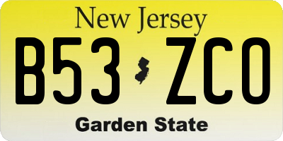 NJ license plate B53ZCO