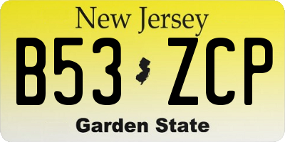 NJ license plate B53ZCP