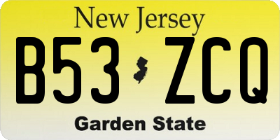 NJ license plate B53ZCQ