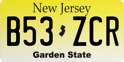 NJ license plate B53ZCR